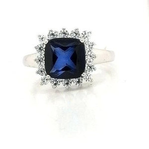 Sapphire & CZ white gold dress ring