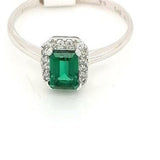 Emerald & CZ Rectangular Ring