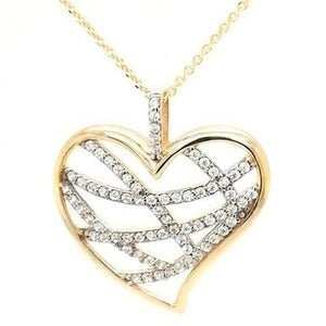 9ct Yellow Gold Stone Set heart Necklace