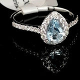 Pear Aquamarine & Diamond 18ct Ring