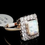 Square Halo Style Opal Ring