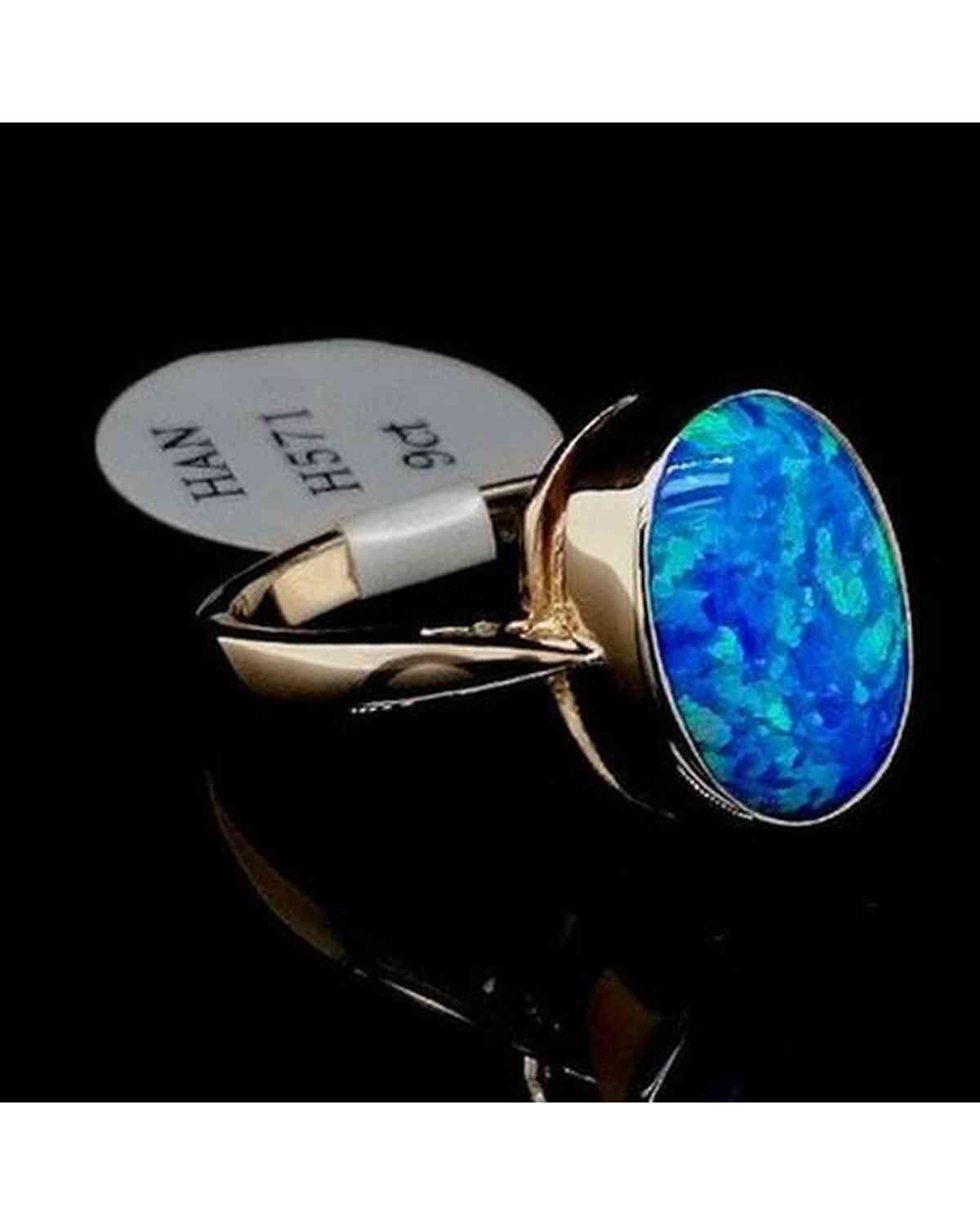 Blue Opal 9ct Gold Ring – Crossan Jewellers - Main Image
