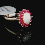 Syn Opal & Ruby 9ct Gold Ring