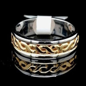 Gents Two Tone Celtic Wedding Ring