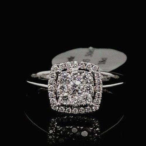 Square Halo Cluster Engagement Ring .50ct