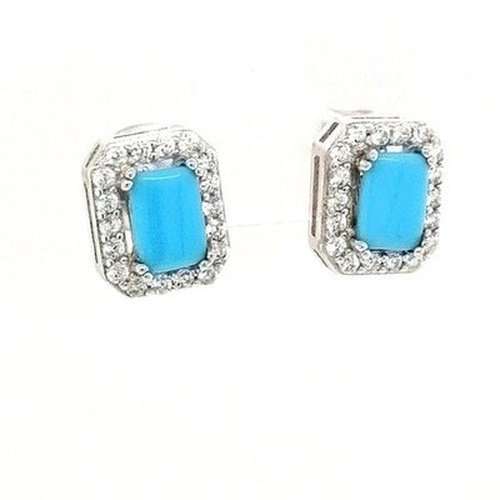 Halo Style Turquoise Stone Earrings