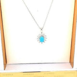 Oval Turquoise & Clear CZ Pendant