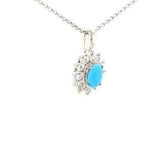Oval Turquoise & Clear CZ Pendant