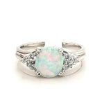 Opal & CZ Silver Ring
