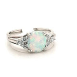 Opal & CZ Silver Ring