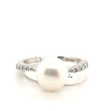 Ladies Silver Pearl and CZ Ring