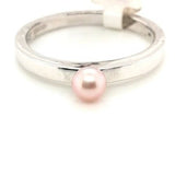 Silver Pink Pearl Stacking Ring