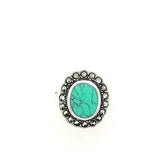 Silver Marcasite Ring With Oval Turquoise Stone