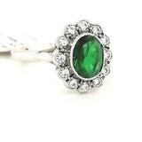 Vintage Inspired Green & Clear Stone Cluster Ring