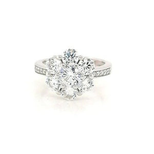 Silver Flower Cluster CZ Ring