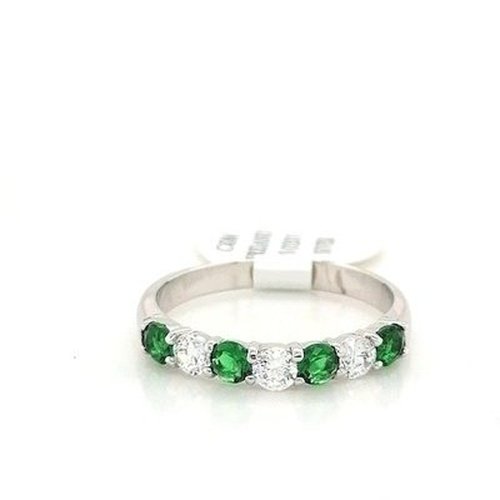 Emerald & Diamond Cubic Zirconia Straight Ring
