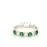 Emerald & Diamond Cubic Zirconia Straight Ring