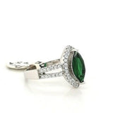 Silver Marquise Cut Green Stone Ring