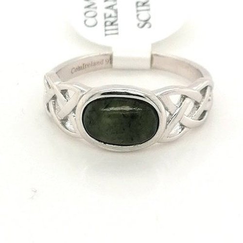 Silver Celtic Ring With Connemara Marble Stone