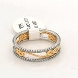 Silver CZ two tone love knot eternity band four knots