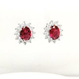 Ruby & CZ Cluster Earrings