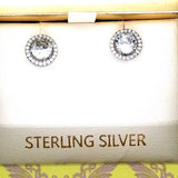 Halo Style sterling silver Pendant or Earrings - Available in other colours also