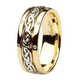 Celtic Diamond Set Wedding ring (two tone or white gold)