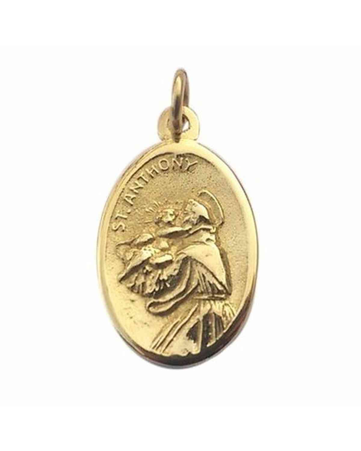 10k Gold Saint Anthony Medal Pendant - Patron Of Lost Articles, With 4 Diamonds | Catholic Religious Jewelry For Necklace Or Bracelet - View #8