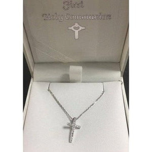 Small Stone Set Cross and Chain