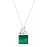 Sterling Silver Trinity Knot with Malachite Pendant or earrings