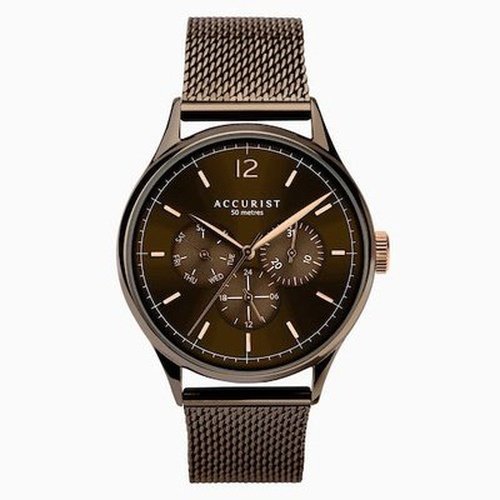 Accurist Men's Brown Case & Stainless Steel Mesh Bracelet with Brown Dial