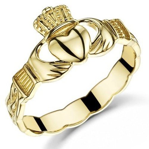Ladies 9ct Gold Claddagh Weave Band