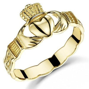 Claddagh Ring With Celtic Weave Band