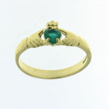 Kids 9ct Green Stone Claddagh Ring