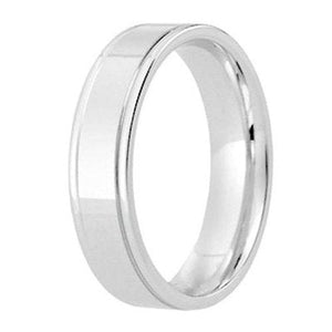 Gents Flat stepped Patterned wedding band