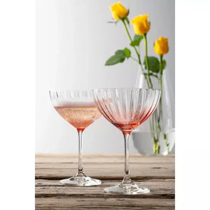 Galway Crystal Erne Champagne Saucer Glass Pair Blush