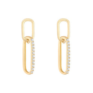 9ct Gold Paperlink Drop CZ Earrings