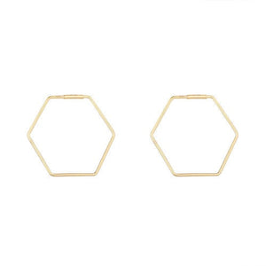 9ct Gold Hexagon Shaped hoop earrings