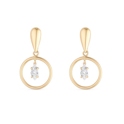 9ct Gold Drop Earrings With Cubic Zirconia Stone