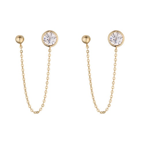 9ct Gold Earring with chain