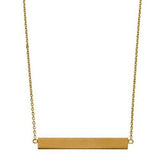 Satin Finish Yellow Gold Plated Horizontal Engravable Bar Necklace
