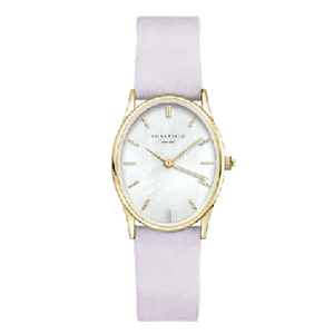 The Oval White MOP Lilac Nubuck Gold  24 x 29mm