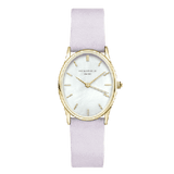 The Oval White MOP Lilac Nubuck Gold  24 x 29mm