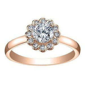 Flower Halo Solitaire Engagement Ring .40ct