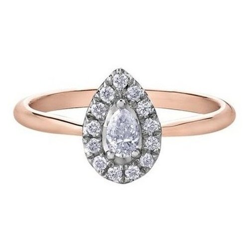 Pear Halo Solitaire Ring .20ct