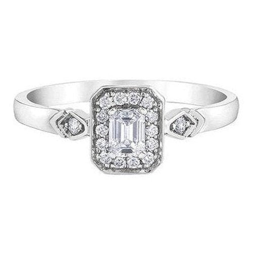 Emerald cut halo style engagement ring .33ct