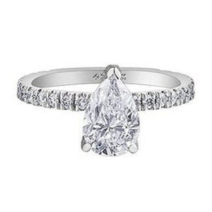 Pear Solitaire With Diamond Set Shoulder 1.96ct