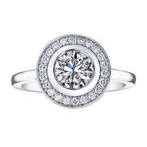Round halo Style Solitaire Ring in Rub over setting 1.22ct