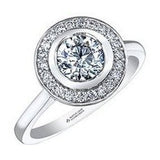 Round halo Style Solitaire Ring in Rub over setting 1.22ct