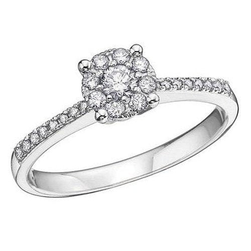 Starburst solitaire with diamond shoulders .36ct